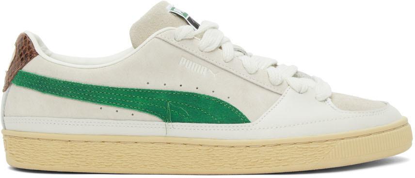Rhude White & Green Puma X Rhuigi Edition Suede Low Sneakers for Men | Lyst