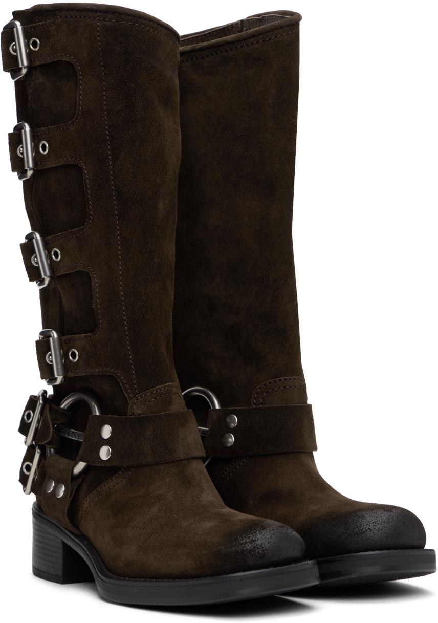 【MIU MIU】Dark Brown Suede Boots Dark Brown Suede Boots | Miu Miu