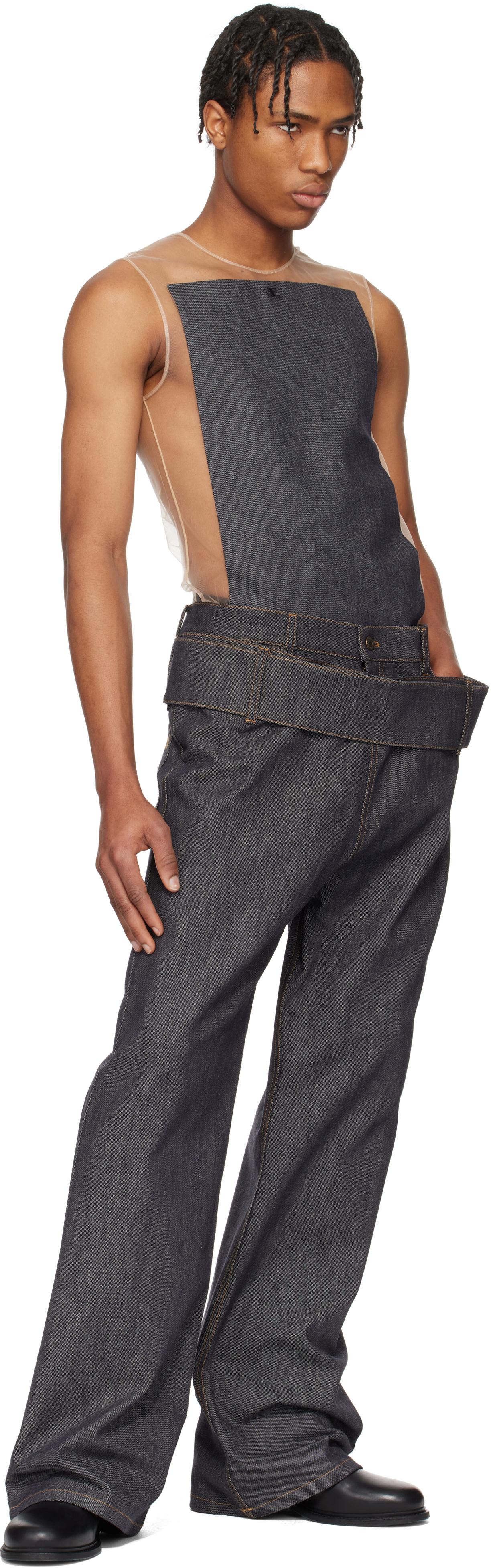 Courreges Illusion Square Denim Tank Top in Black for Men | Lyst