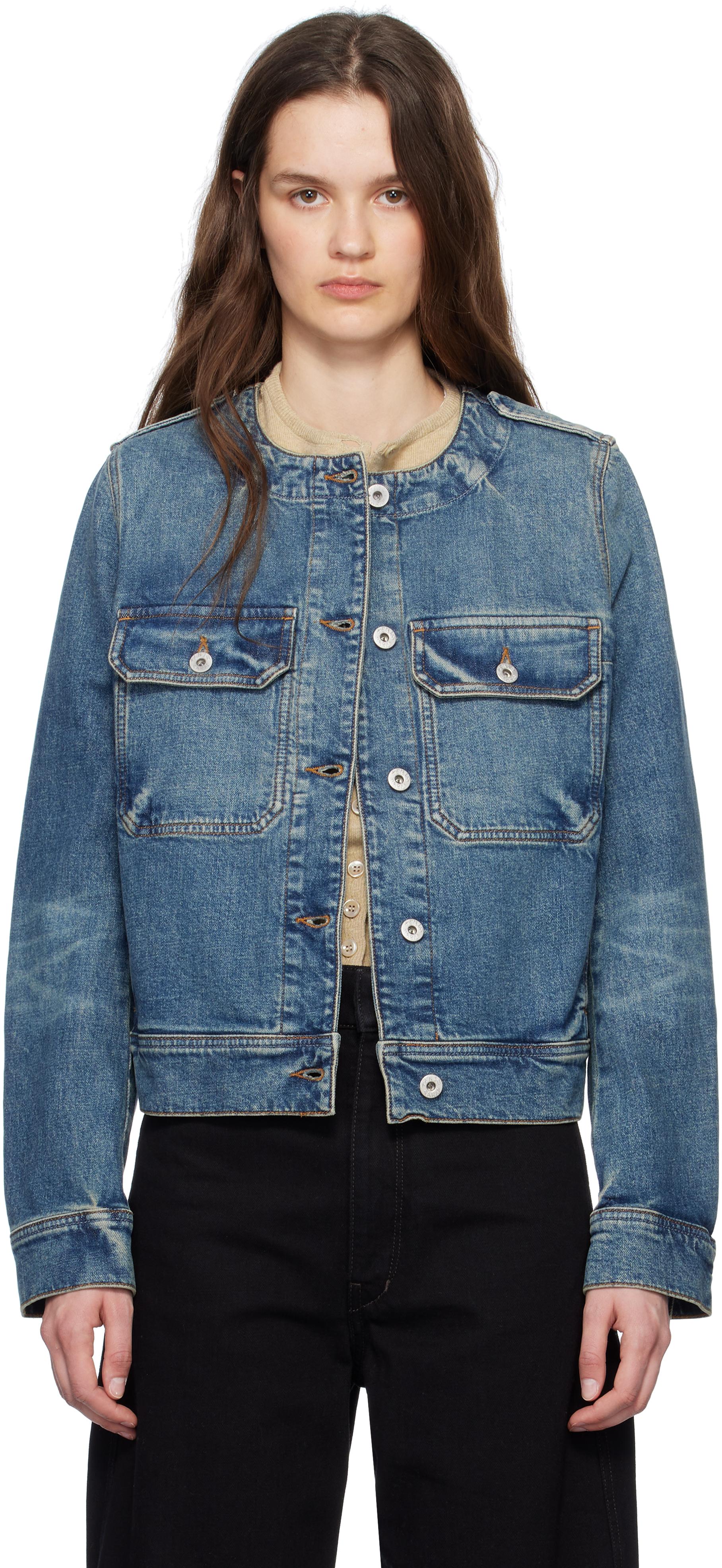 ジャケット KENZO Woman Jacket Blue FD62BL1769FM 77 Kenzo Sailor Long Windbreaker Jacket | Blue | FARFETCH