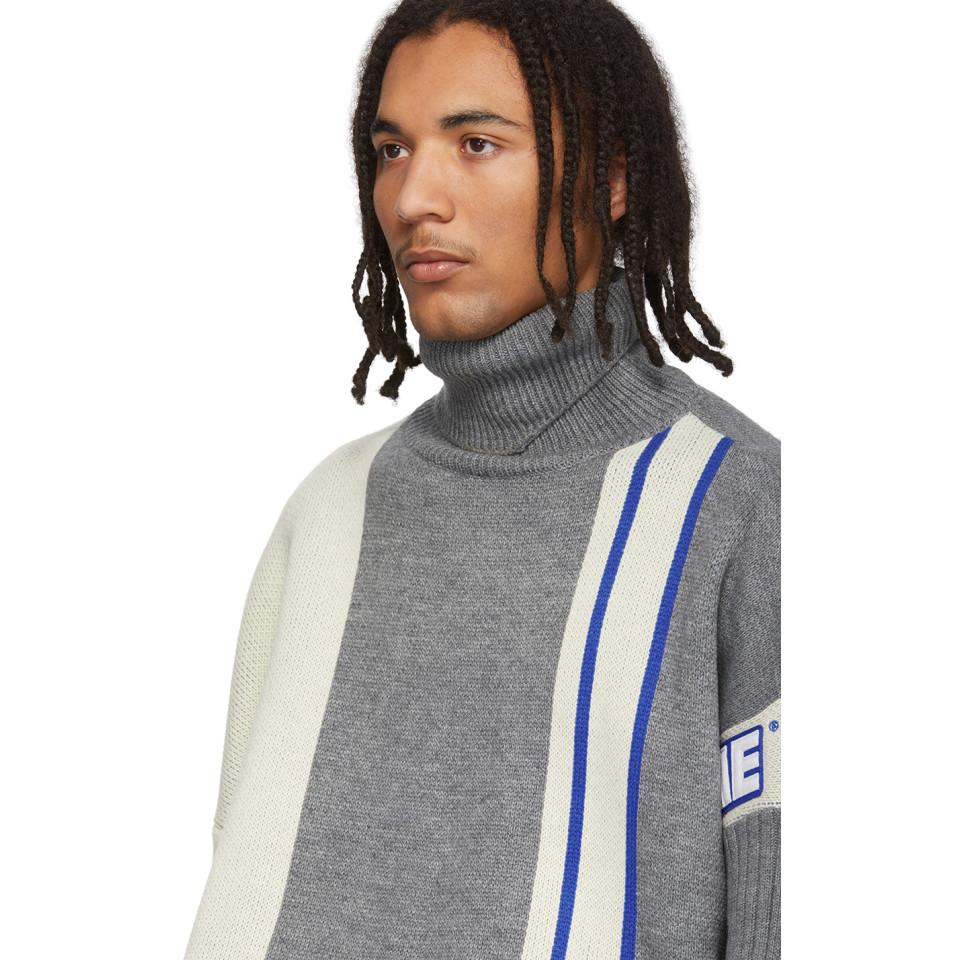ADER error Synthetic Intarsia Knit Sweater In Grey in Gray for Men 