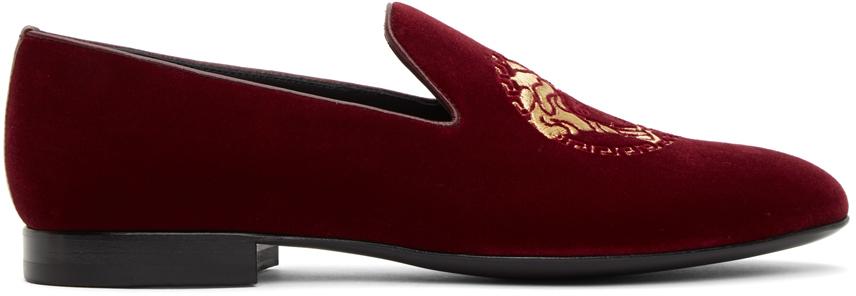 red versace loafers
