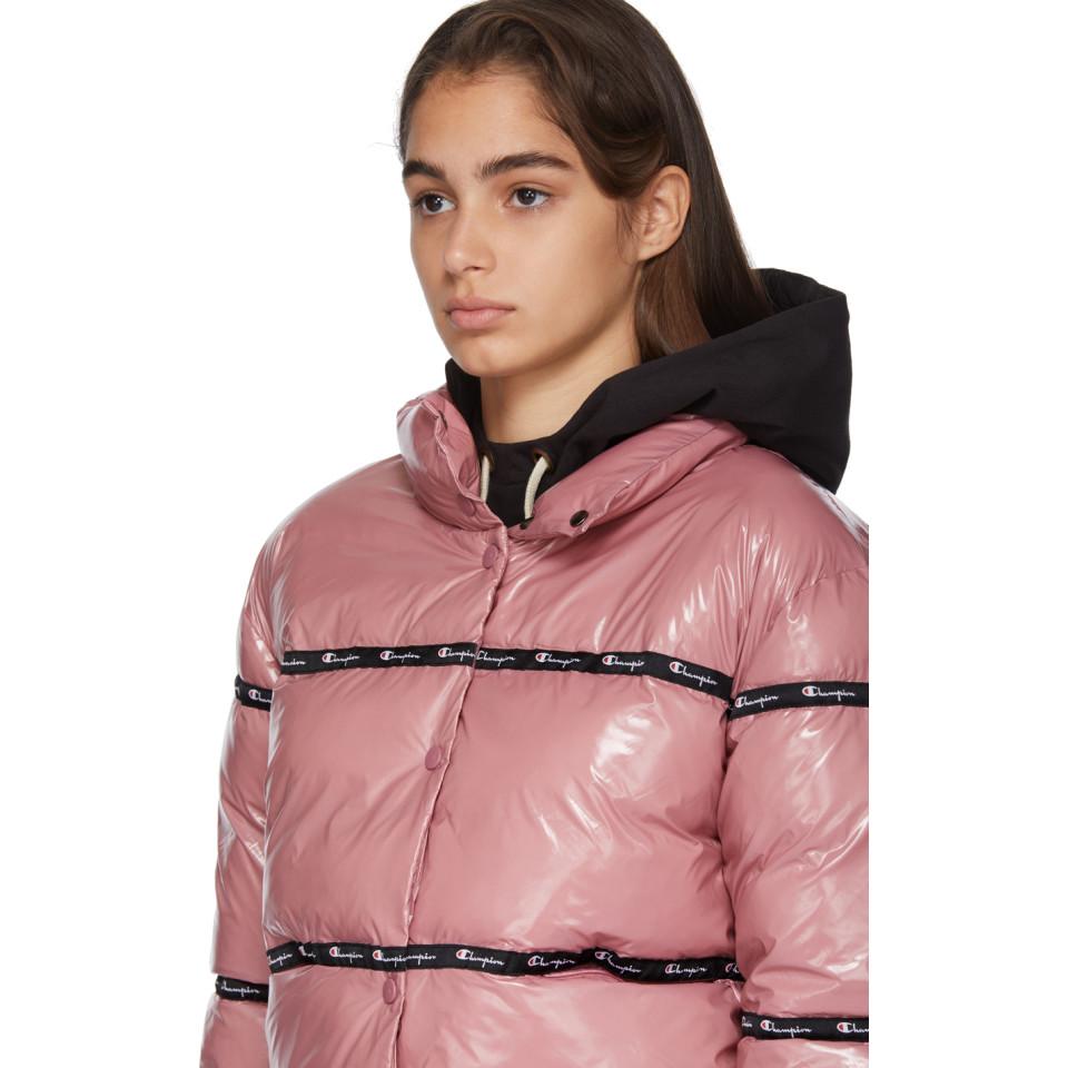 champion shiny puffer jacket