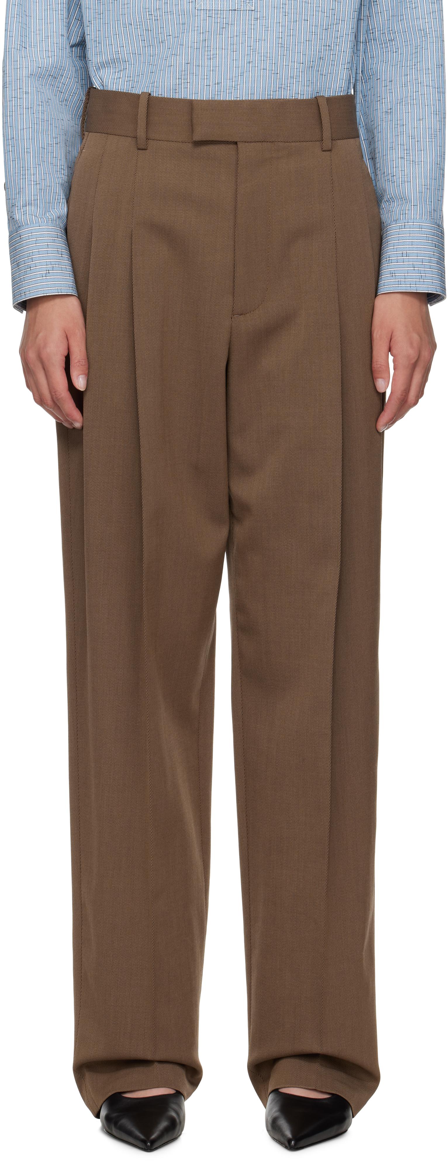 パンツ BOTTEGA VENETA Woman Pants Brown 715408VKEB0 8207 Bottega Veneta Leather Straight Leg in Black | FWRD