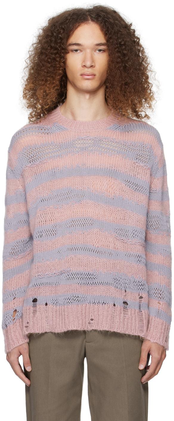 Purple Tripp Nyc Striped Sweater Purple Distressed Sweater TRIPP
