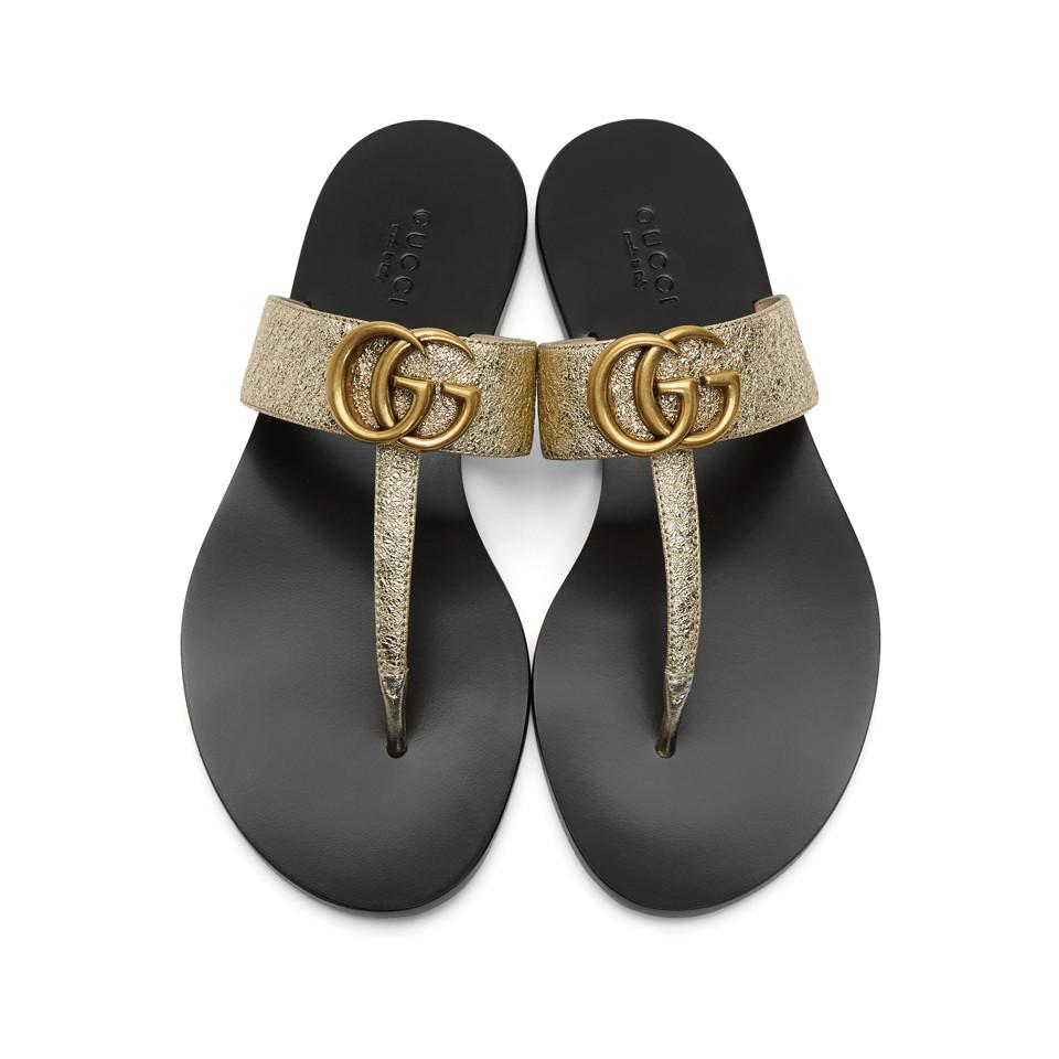 gucci flip flops gold