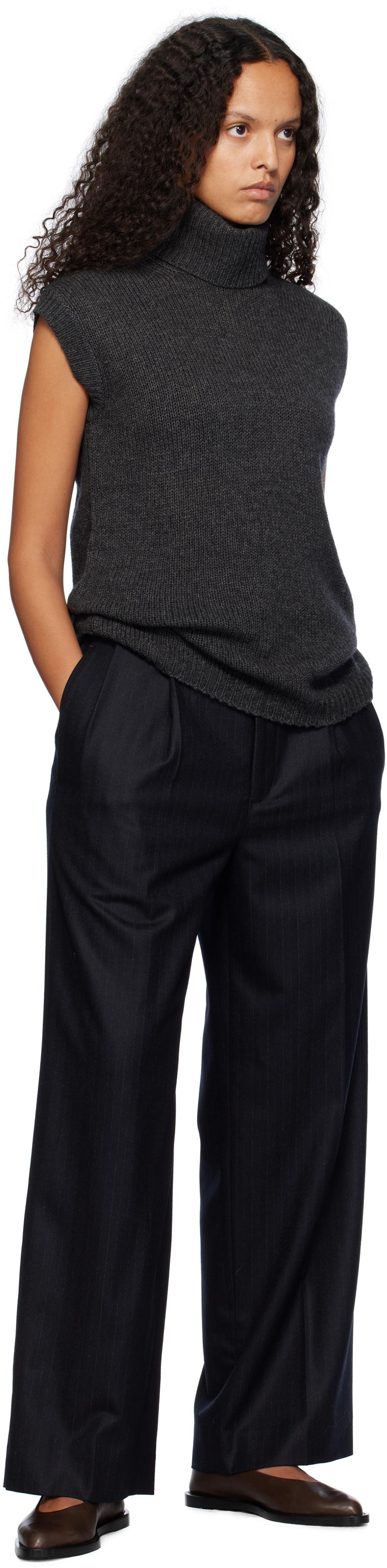 AURALEE Wool Fulling Flannel Stripe Trousers in Black | Lyst