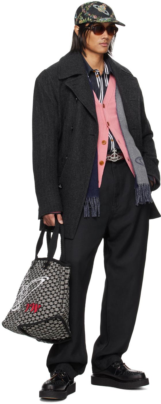 Vivienne Westwood メンズ ブラック グレー Stripped ピーコート