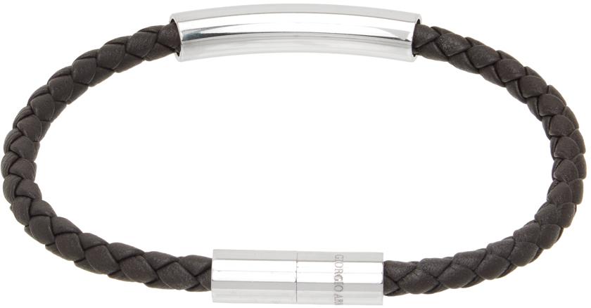 Giorgio Armani Braided Leather Bracelet in Black for Men Lyst UK