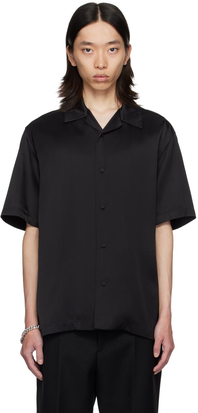 Jil Sander メンズ ブラック オープンカラー シャツ シャツ