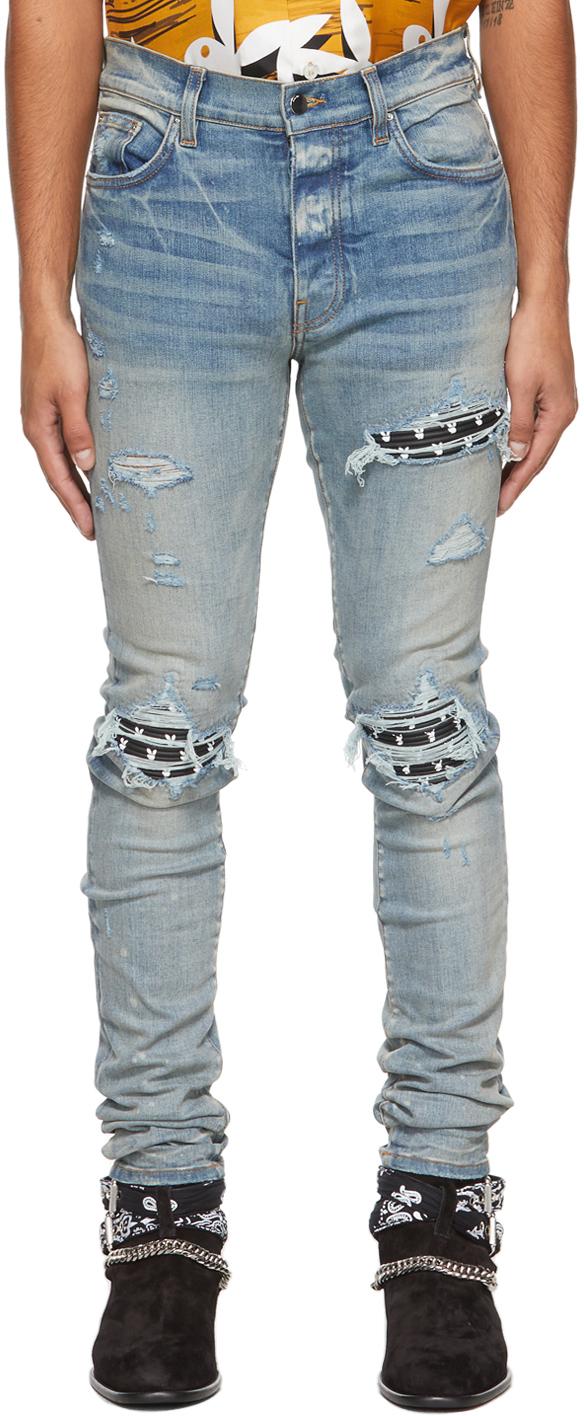 Jean AMIRI MX1 Bandana – Taille 36 – Noir Avec étoiles Bleues – Neuf Avec étiquettes
