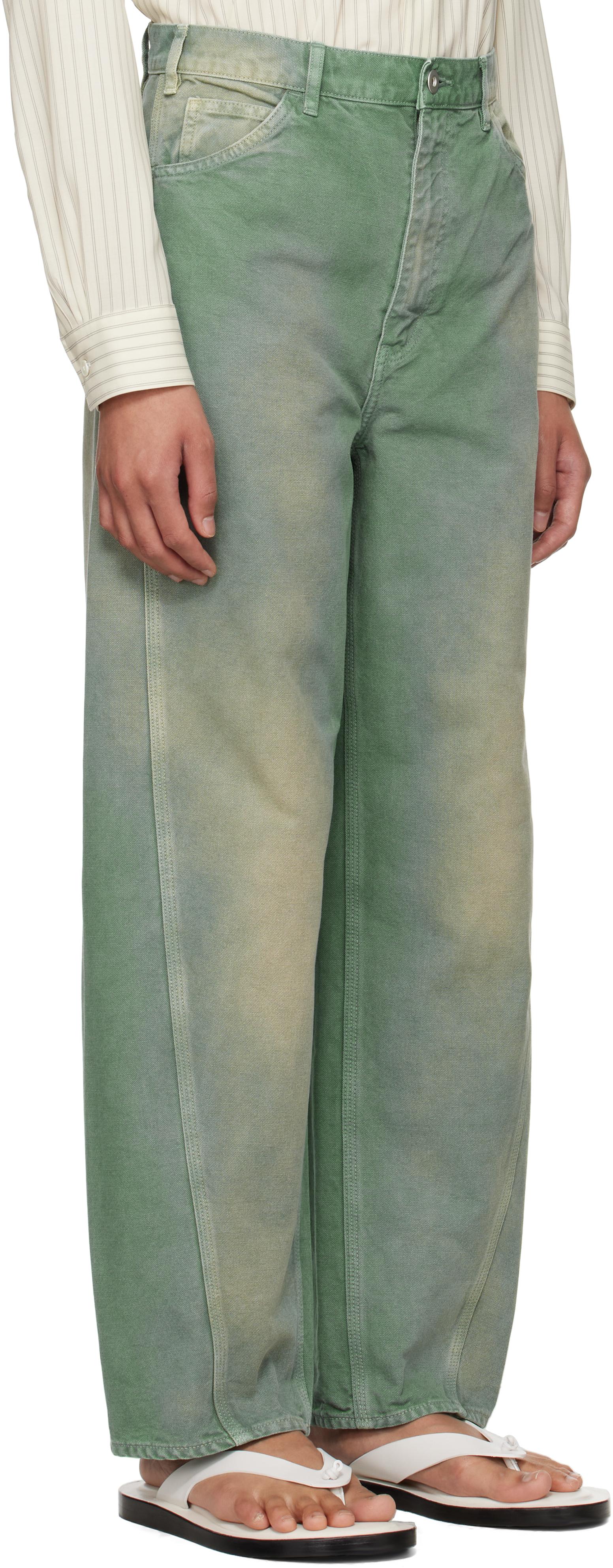 AURALEE Organic Cotton Duck Trousers in Green | Lyst Canada