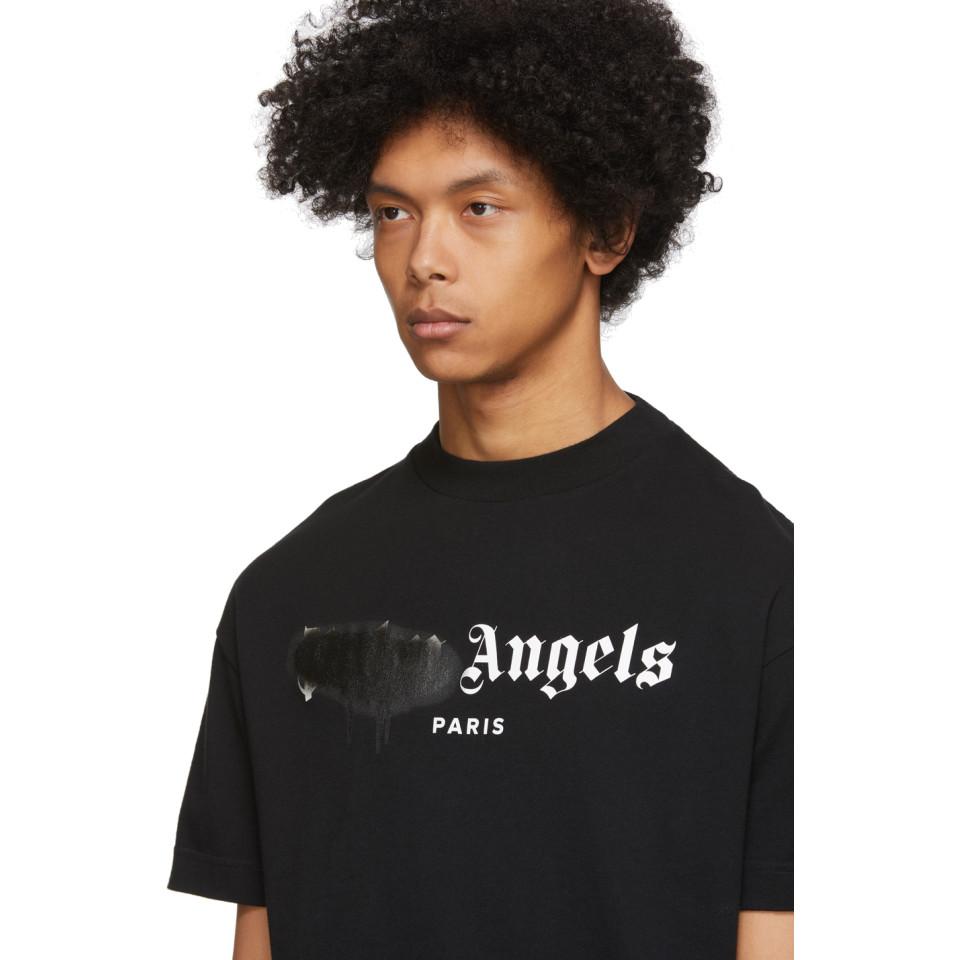 PALM ANGELS: t-shirt with spray logo - Black  Palm Angels t-shirt  PMAA001S21JER024 online at