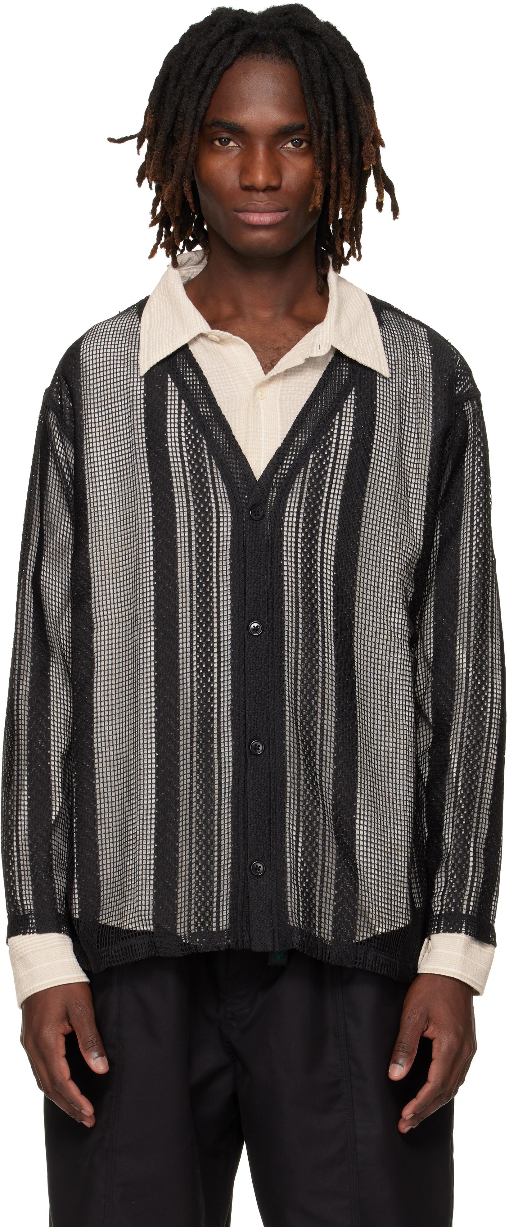 South2 West8 Poly Lace V-Neck Cardigan in Black for Men | Lyst