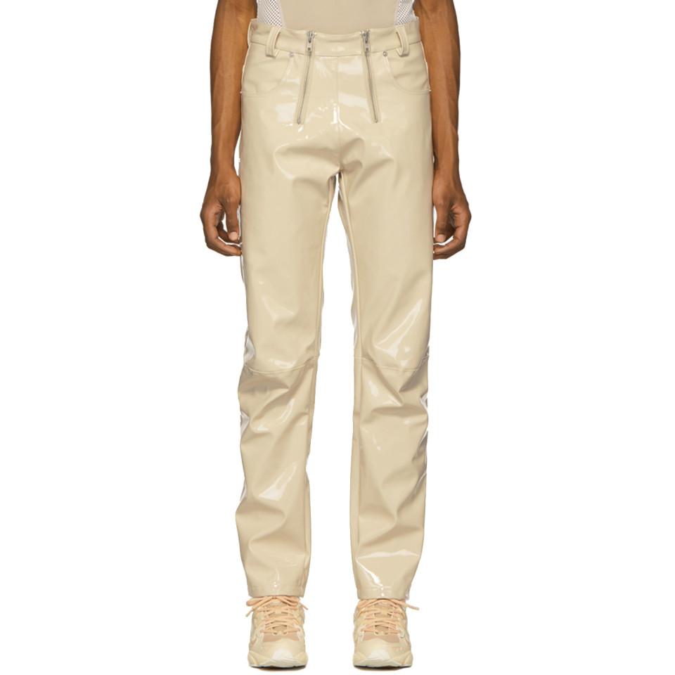 GmbH Beige Vinyl Thor Trousers in 