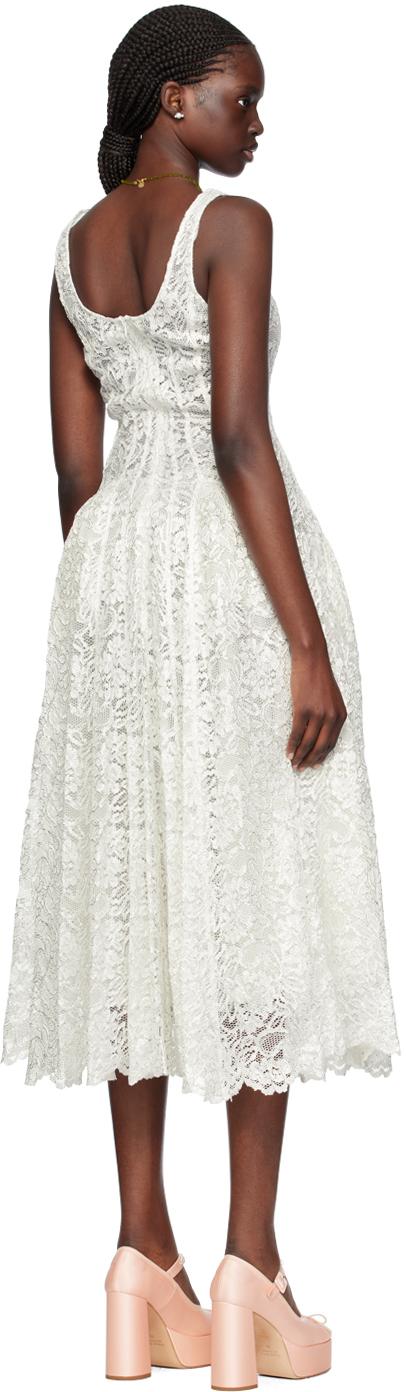 【Simone Rocha】フラワー ミディドレス ホワイト White Deep Lace Trim Slip Minidress by Simone Rocha on Sale