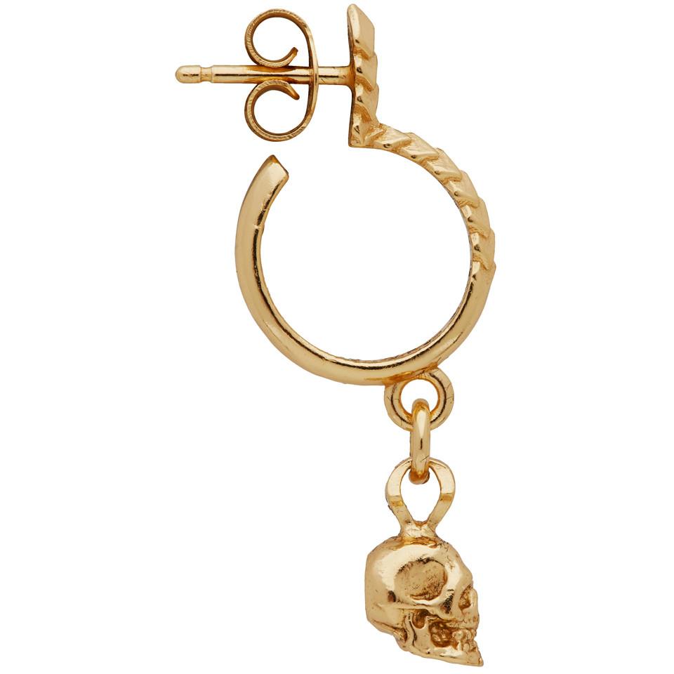 Emanuele Bicocchi Gold Single Skull Hoop Earring in Metallic for 