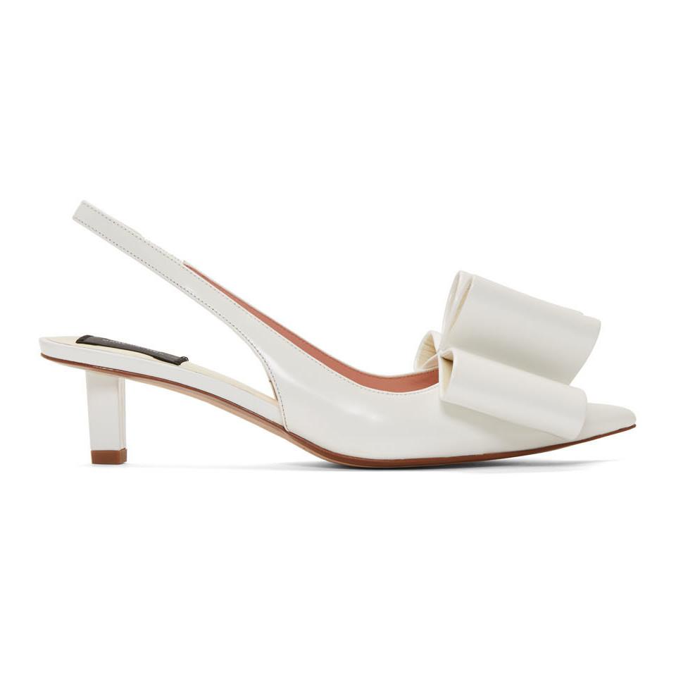 Marc Jacobs White Leather Bow Slingback Heels | Lyst