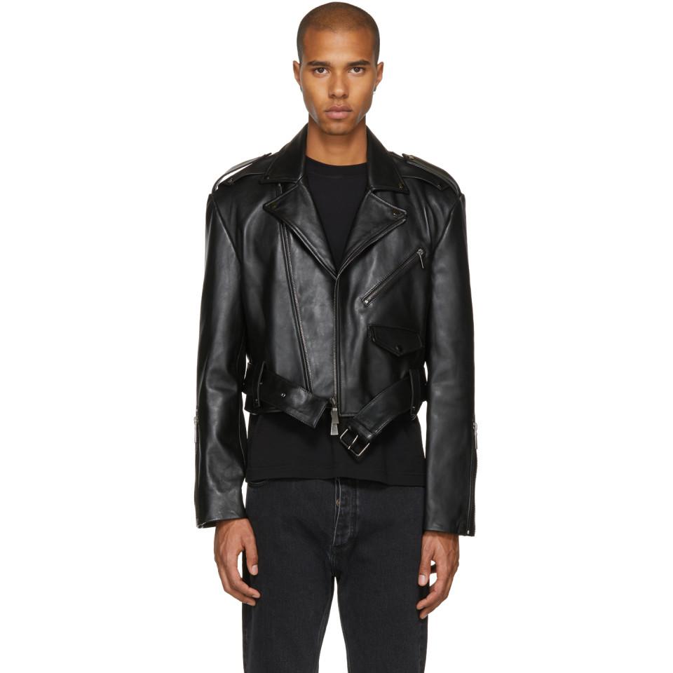 Pyer Moss Black Oversized Cropped Leather Jacket for Men | Lyst