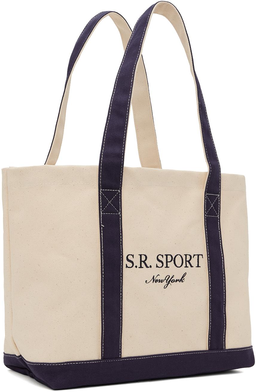 Sporty Rich Navy White s.r. Sport Tote in Natural Lyst UK