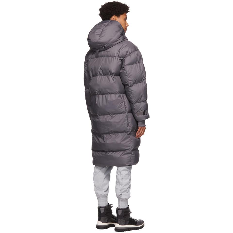 adidas By Stella McCartney Long Puffer Jacket in Gray | Lyst