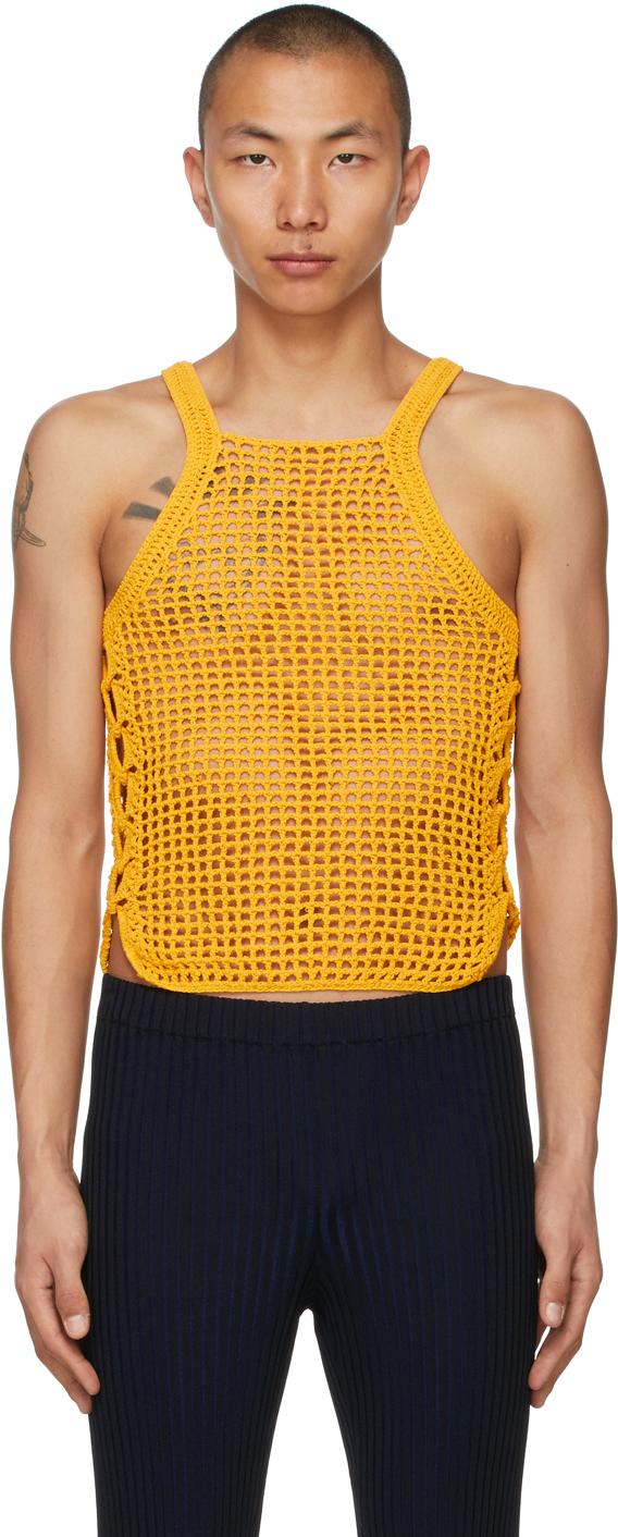 Dion Lee Yellow Chain Crochet Tank Top for Men | Lyst