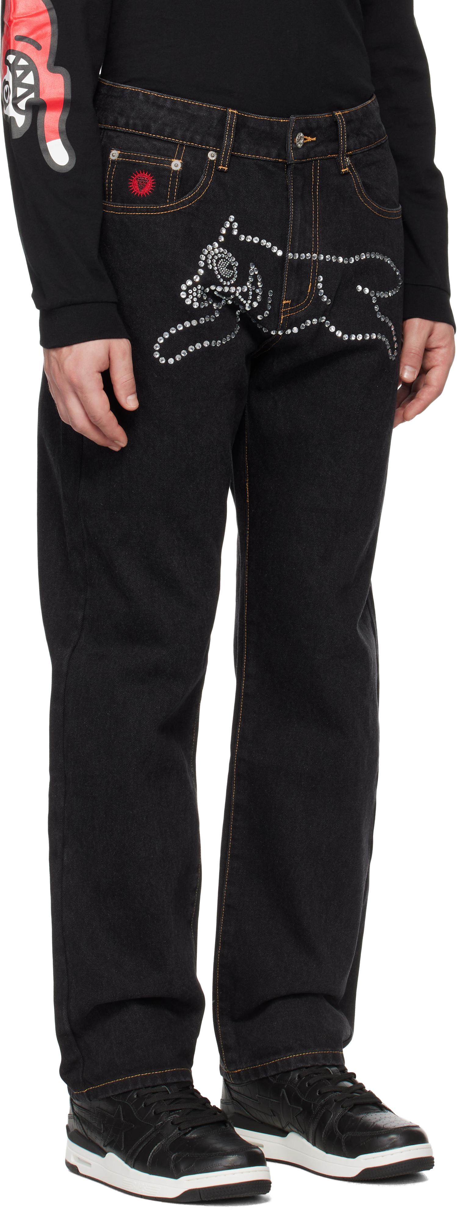 ICECREAM Rhinestone Running Dog Jeans in Black for Men | Lyst