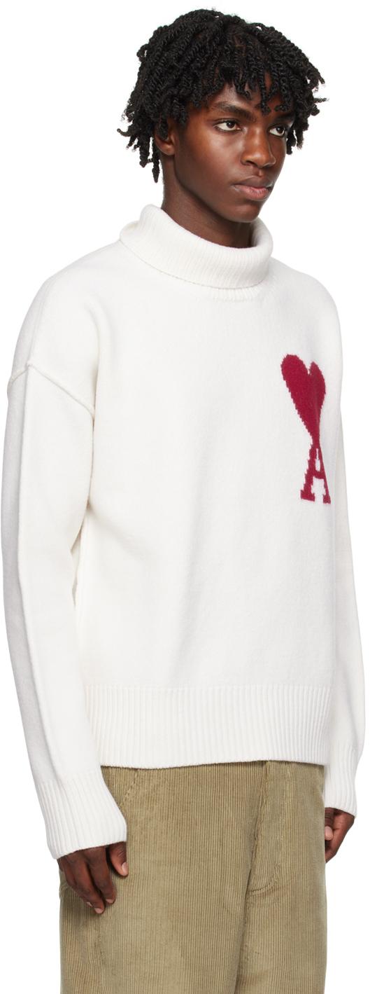 Ami Paris De Coeur Roll Neck Wool knit Jumper in White for Men