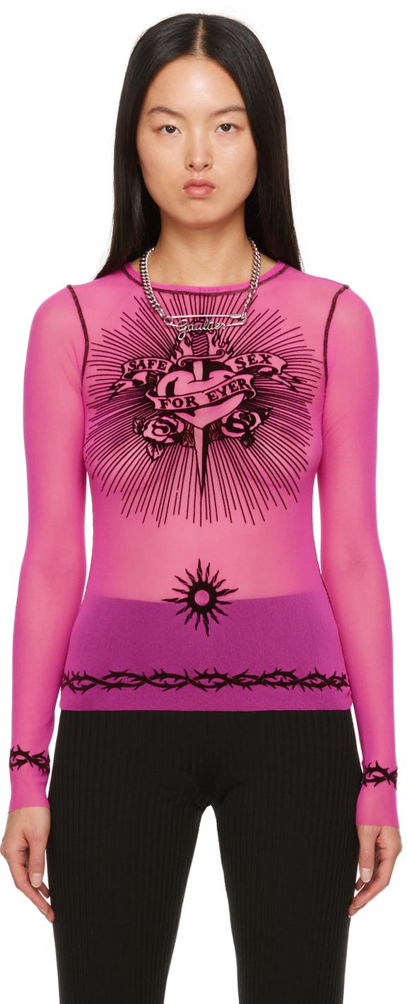 Jean Paul Gaultier Pink 'safe Sex' Long Sleeve T-shirt | Lyst