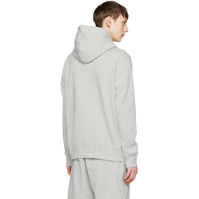 Noah Cotton Grey Logo Zip Hoodie in Gray for Men - Lyst