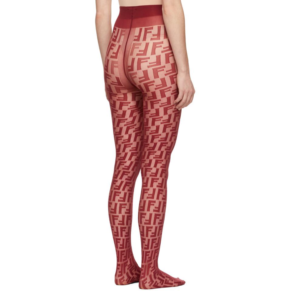 Fendi Synthetic Red Forever Tights - Lyst