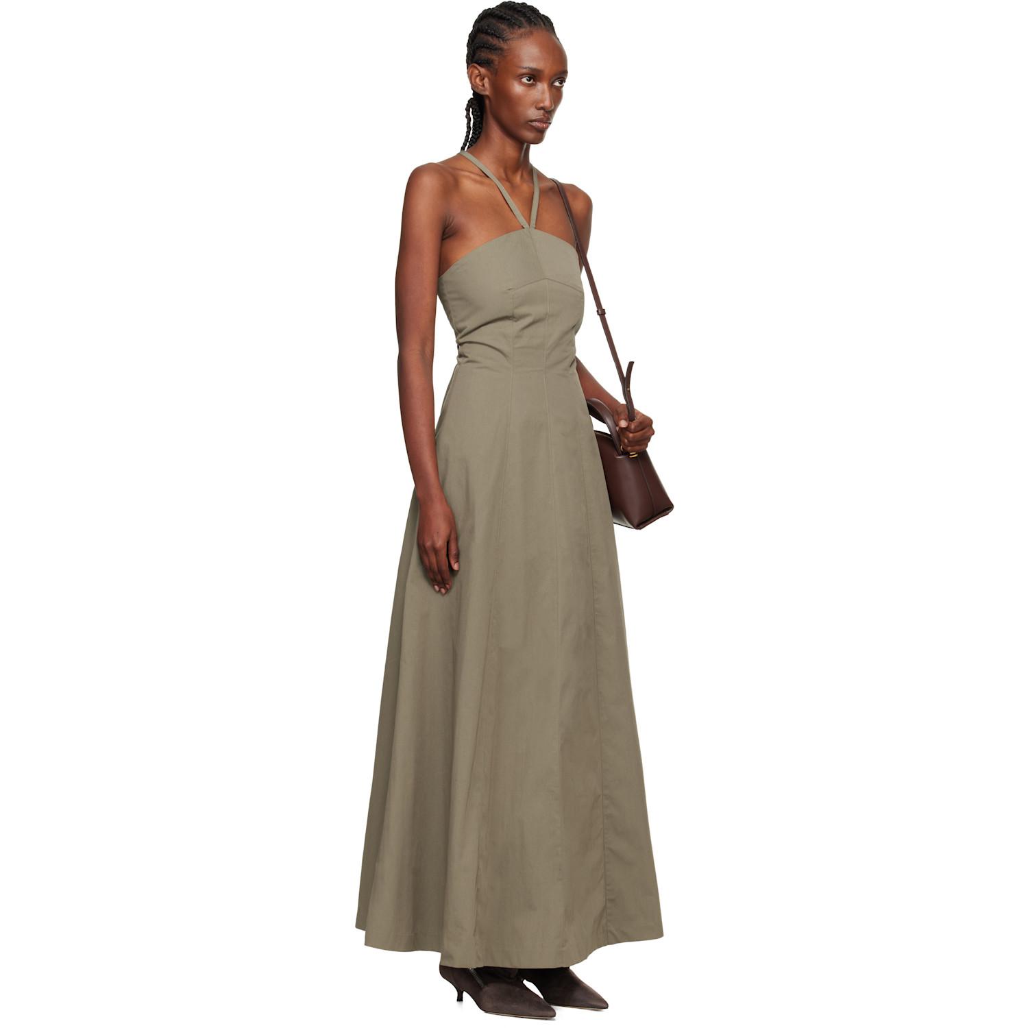 khaki maxi dress uk The Handloom Zoe Maxi Dress