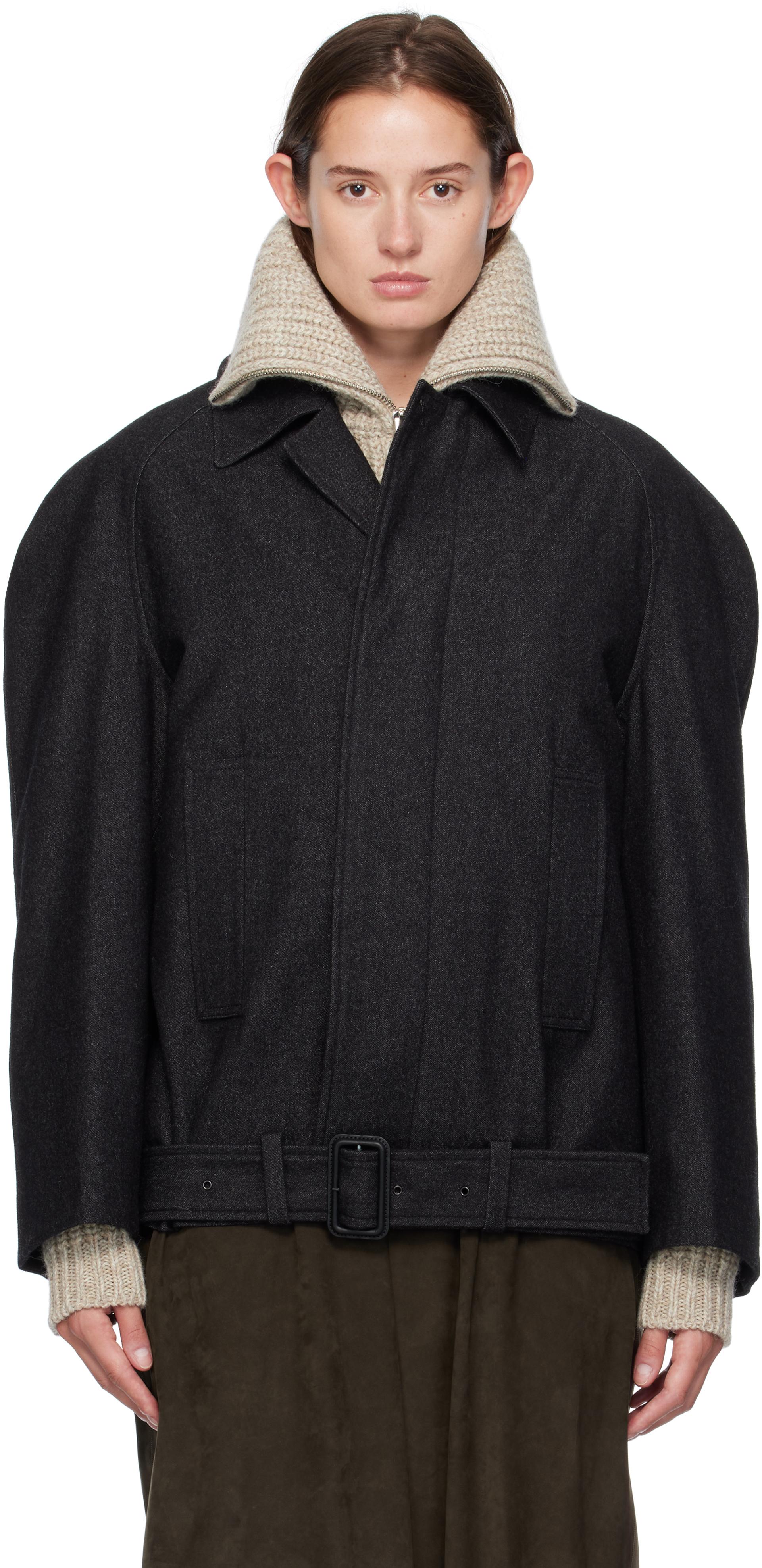 Lemaire Raglan Sleeve Short Coat in Black | Lyst
