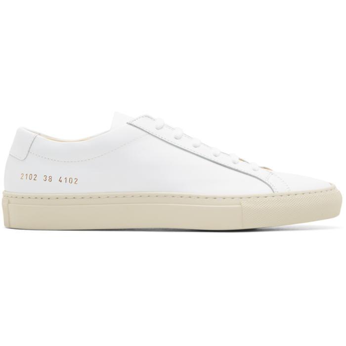 Common Projects Leather White & Beige Achilles Low Colored Sole Sneakers  for Men | Lyst