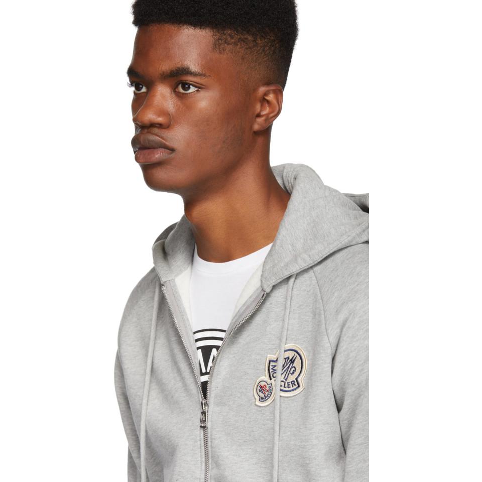 Moncler Grey Maglia Zip Hoodie in Gray for Men | Lyst