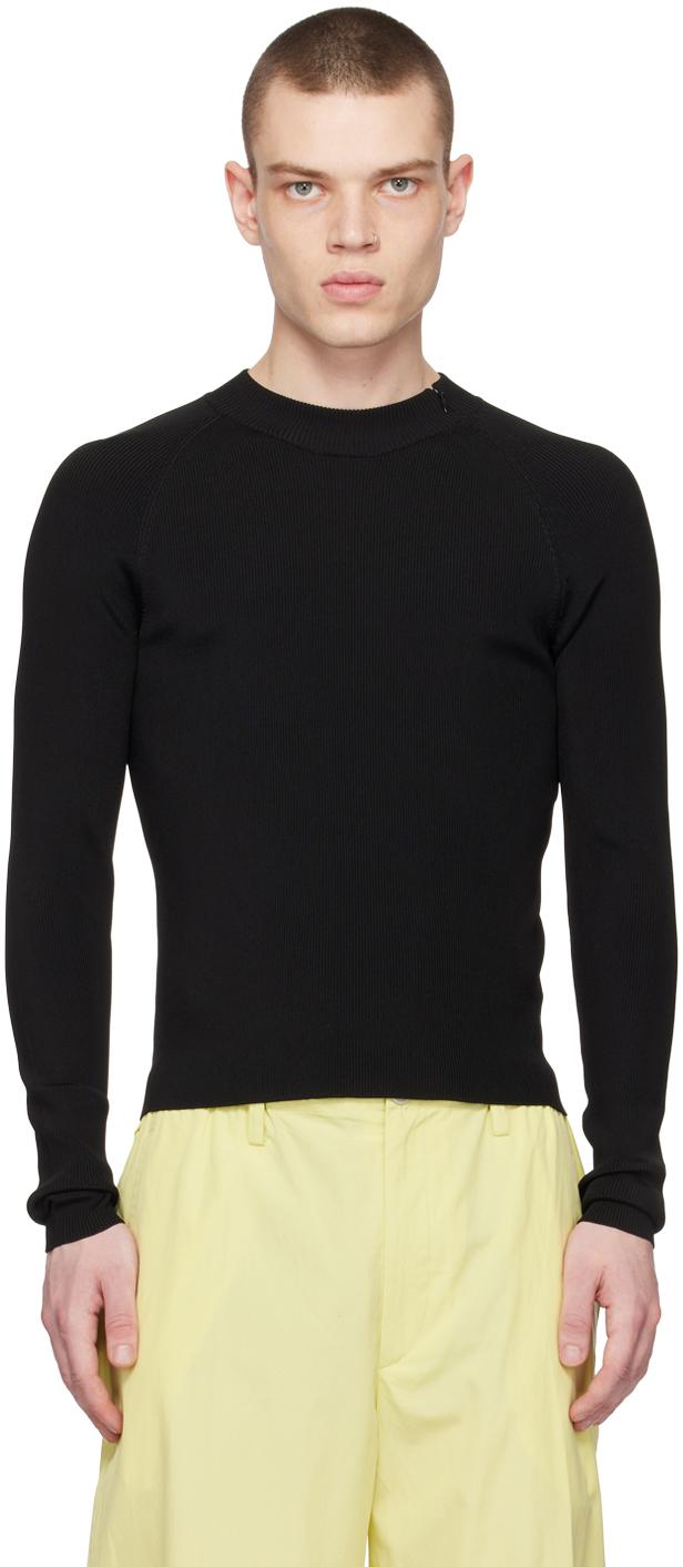 Dries Van Noten メンズ ブラック クルーネック プルオーバー セーター 