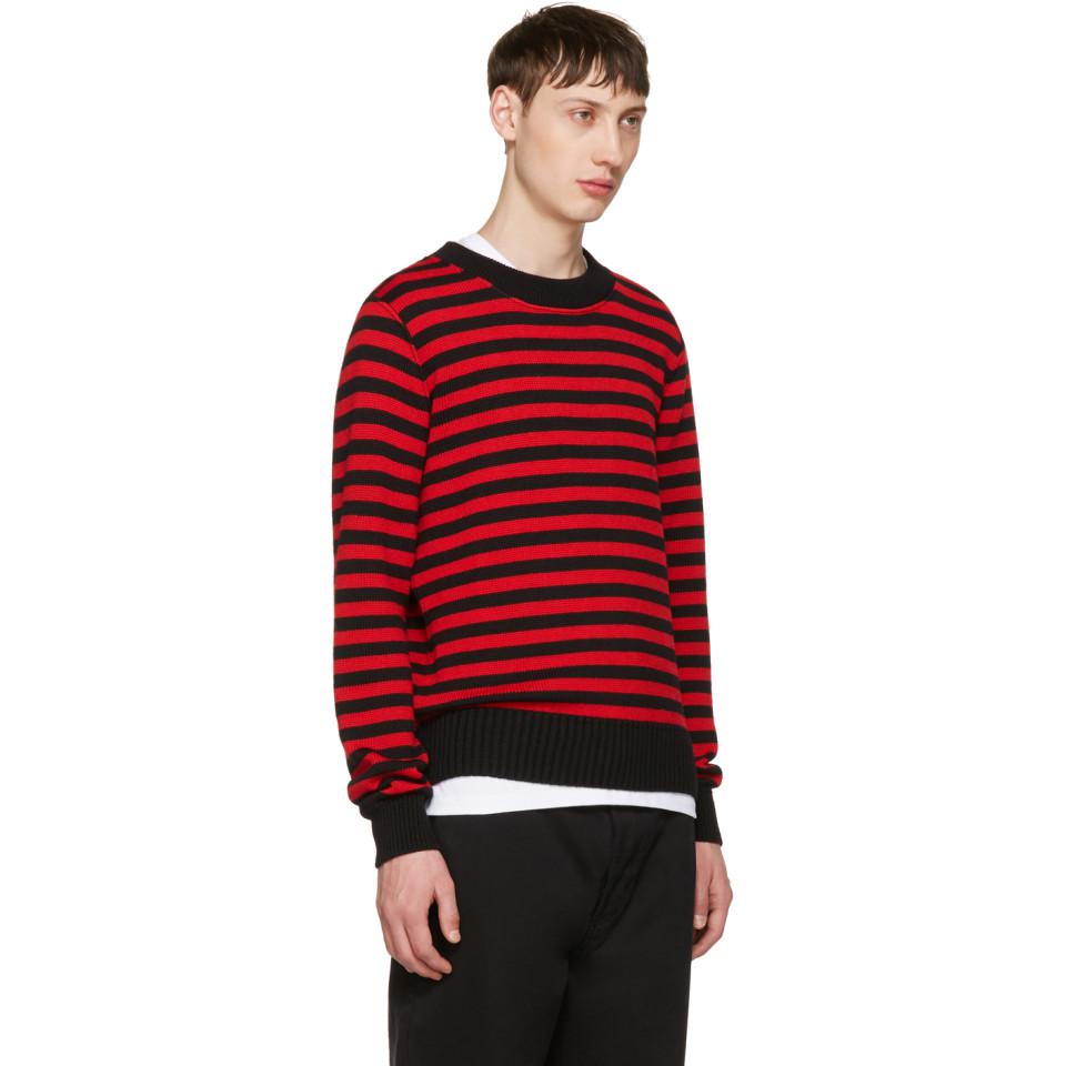 red and black striped sweater mens