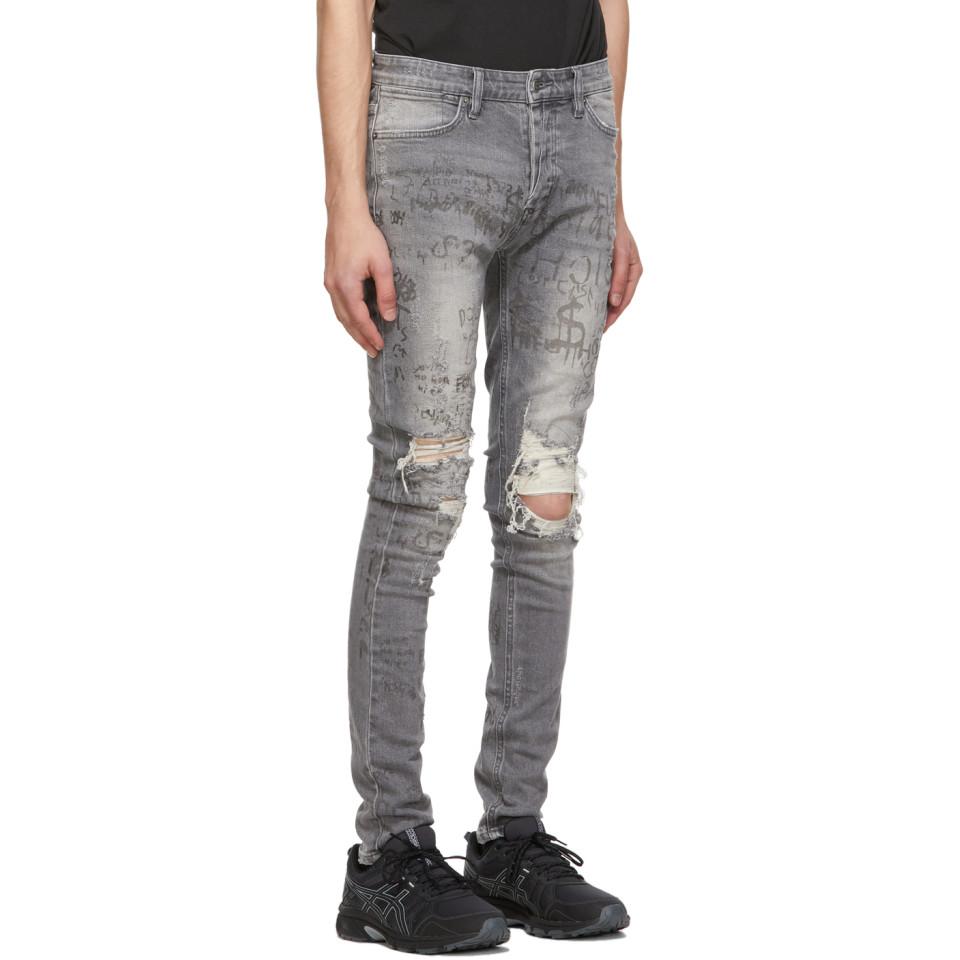 Ksubi Denim Grey Van Winkle Scribbles 