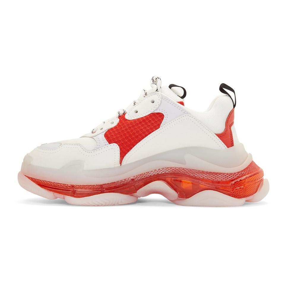 Balenciaga Triple S Sneakers In Mesh And Leather in Red for Men | Lyst