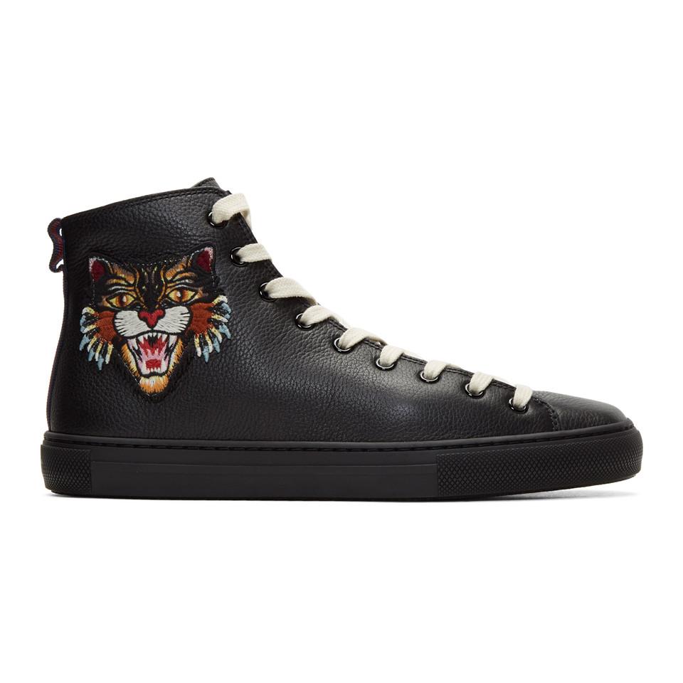 Gucci Leather Black Angry Cat & Ufo Major High-top Sneakers for Men - Lyst