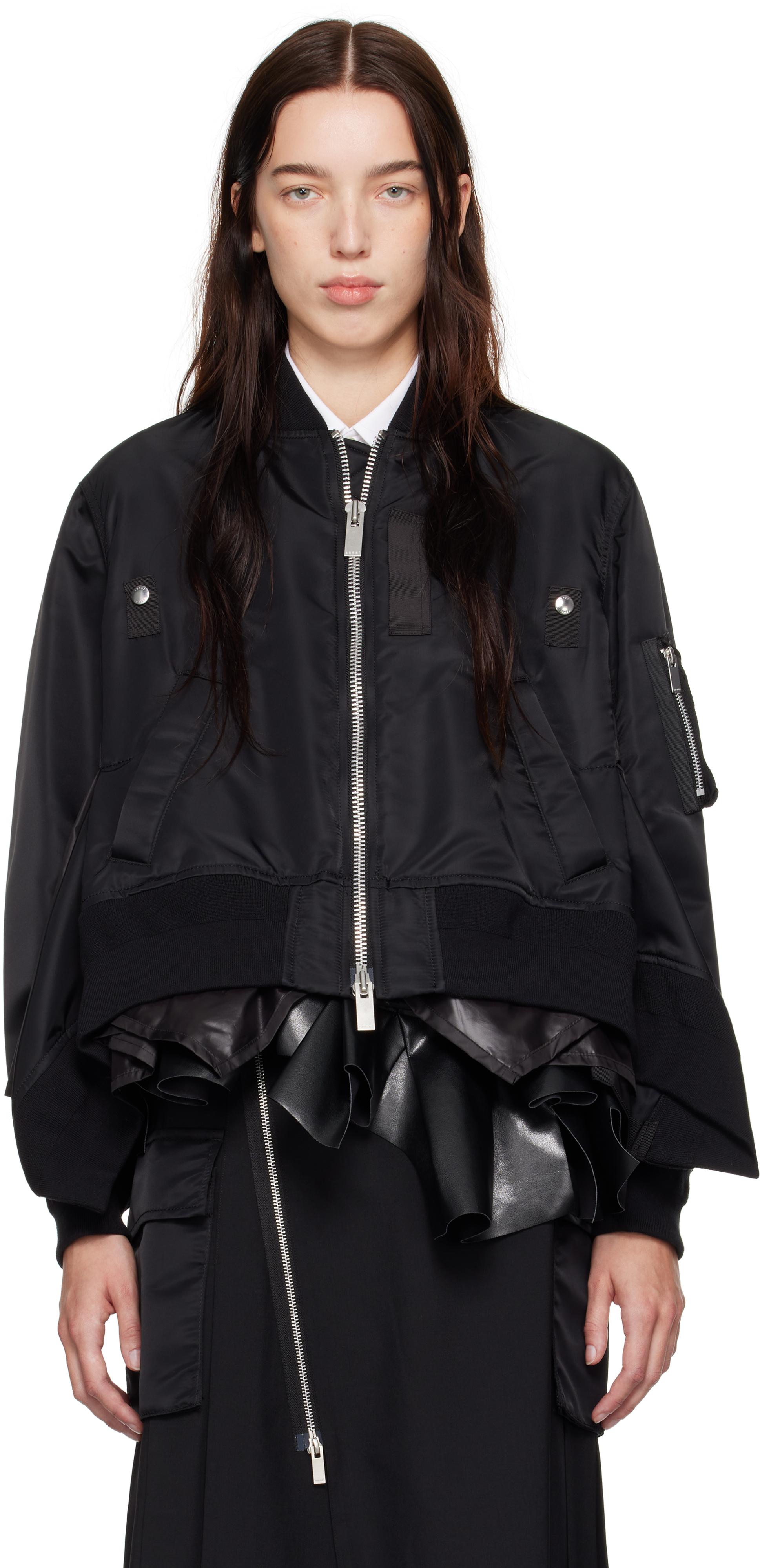 Sacai レディース ブラック ナイロンツイル ボンバージャケット ジャケット