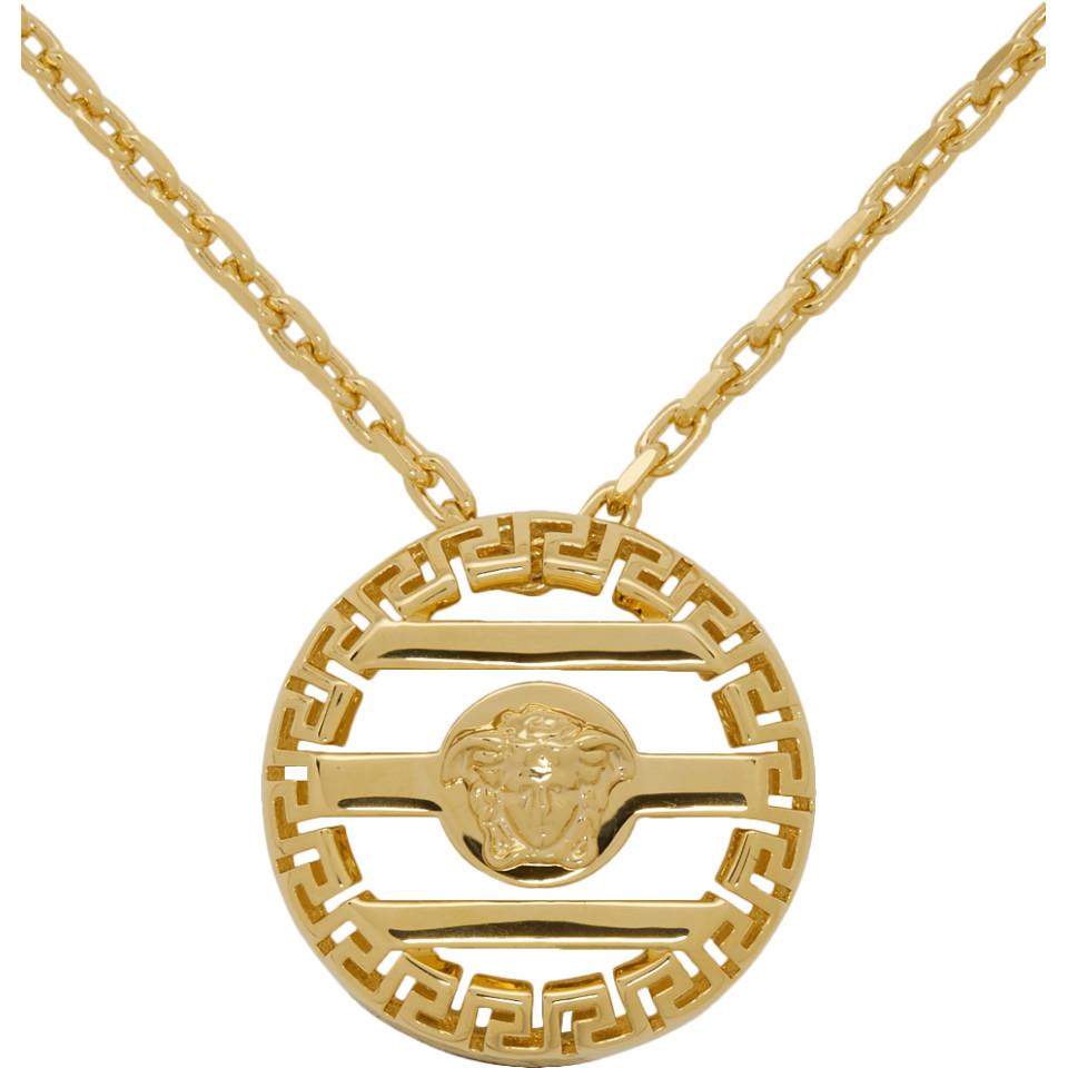 Versace Gold Round Cage Medusa Necklace 