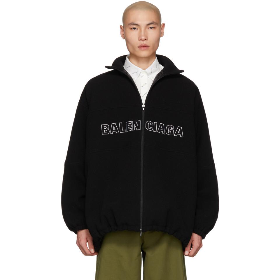 Veste en laine polaire a logo brode Balenciaga pour homme en coloris Noir Lyst