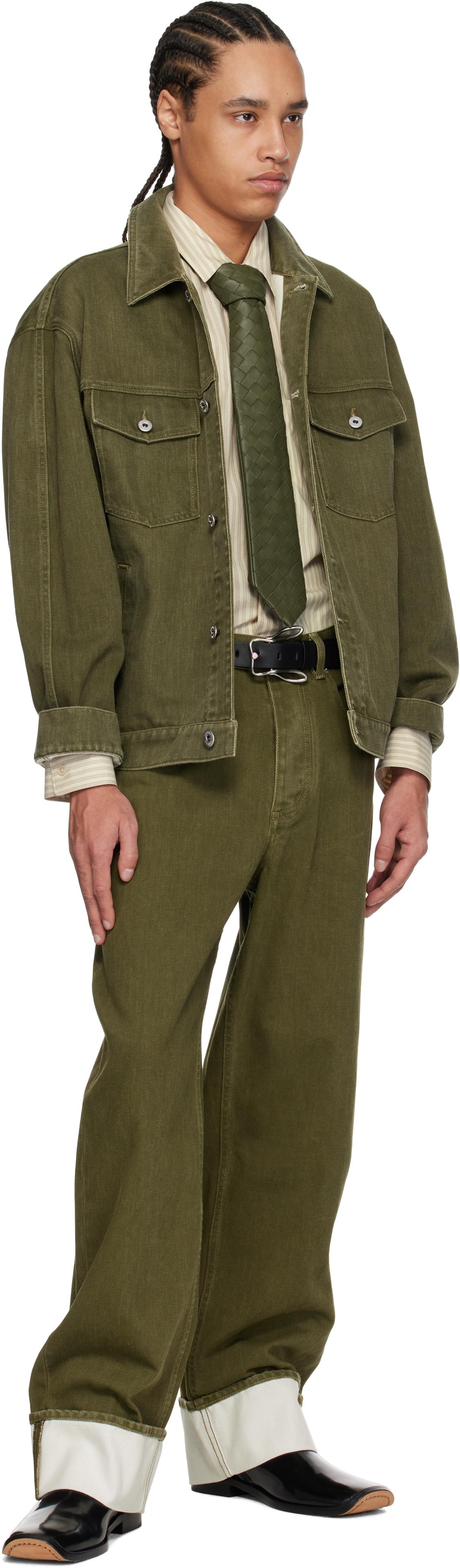 Bottega Veneta Khaki Colored Turned Up Jeans in Green for