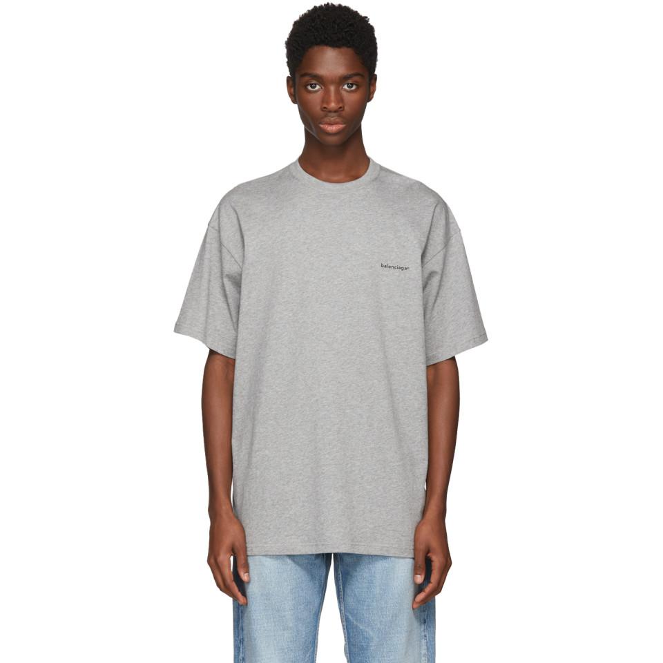 Balenciaga Cotton Grey Small Logo T-shirt in Gray for Men - Lyst