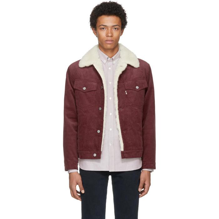 Burgundy Corduroy Trucker Jacket 