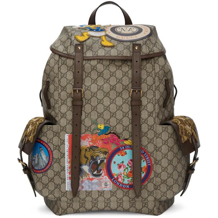 Gucci Beige Gg Supreme Donald Duck Backpack in Natural for Men | Lyst