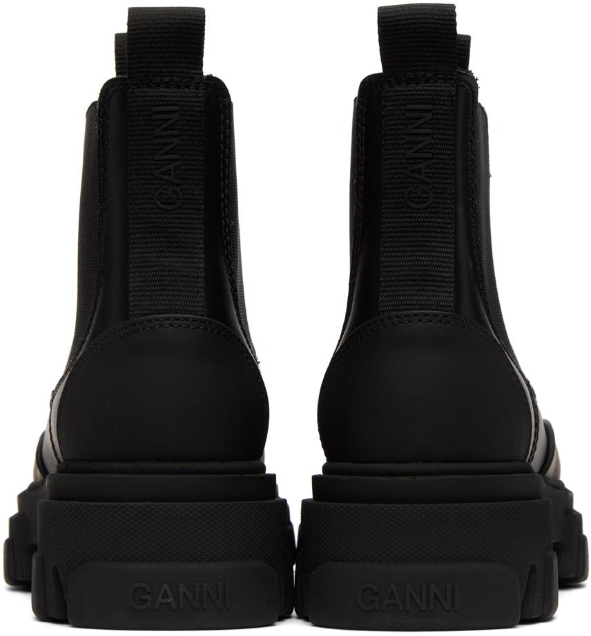 Ganni Stitch Cleated Low Chelsea Boots in Black | Lyst