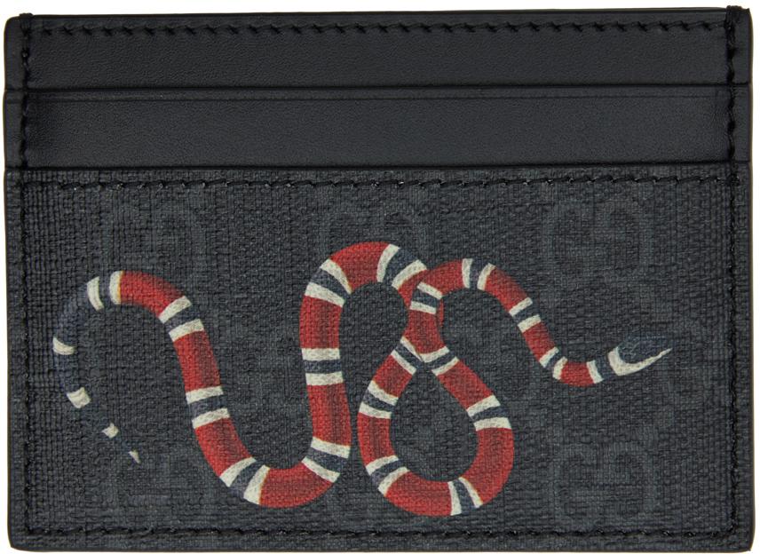 Gucci Grey gg Supreme Kingsnake Card Holder in Black for Men Lyst UK