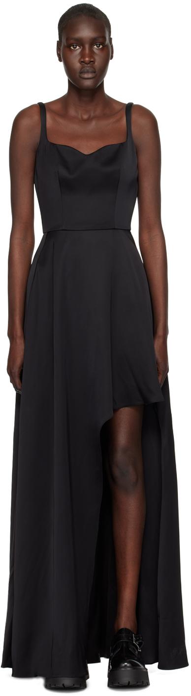 Alexander McQueen レディース ブラック アシンメトリ マキシドレス 